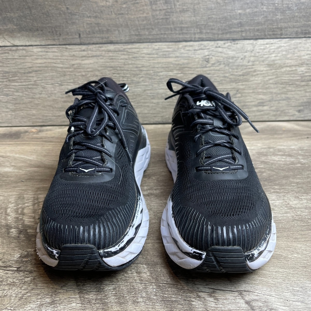 HOKA Bondi 7 Athletic Sneaker Shoes Mens Size 9 Black Mesh Lace Up 1110518‎ BWHT Hoka Bondi 7 Mens Running Shoes Black Stardust 1110518-BKSTR  main image 2