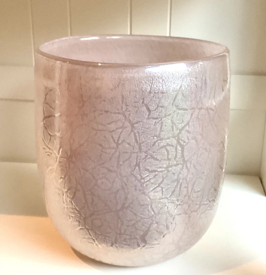 Anthropologie Pale Pink Hurricane Candle Holder /Flower Pot Textured 7" H - NEW - Image 2 of 4