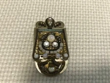 VINTAGE AYALA BAR BROOCH BEADED SILVER WITH MULTI STONES