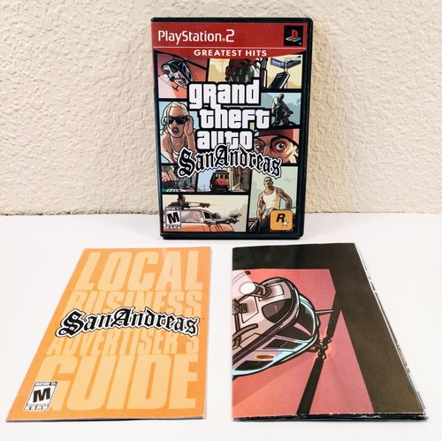 Grand Theft Auto: San Andreas (Sony PlayStation 2, 2004, PS2) Complete W/ Map