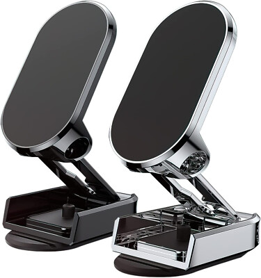 2pack 2023 New Alloy Folding Magnetic 360° Car Phone Holder Foldable Phone Mount