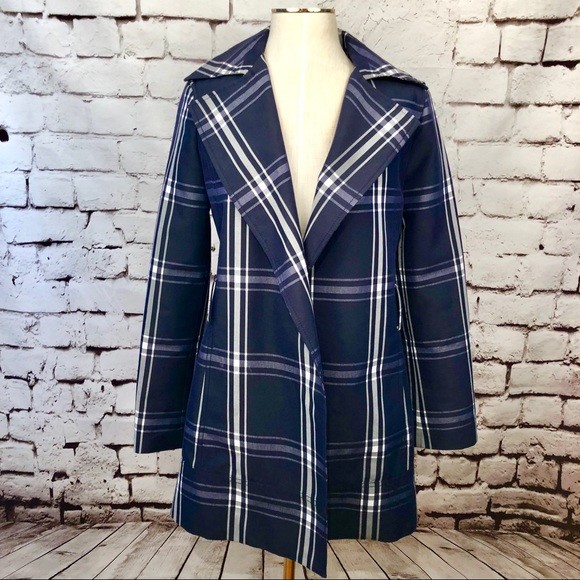 Zara Basic Collection Blue Plaid Checkered Spring… - image 1