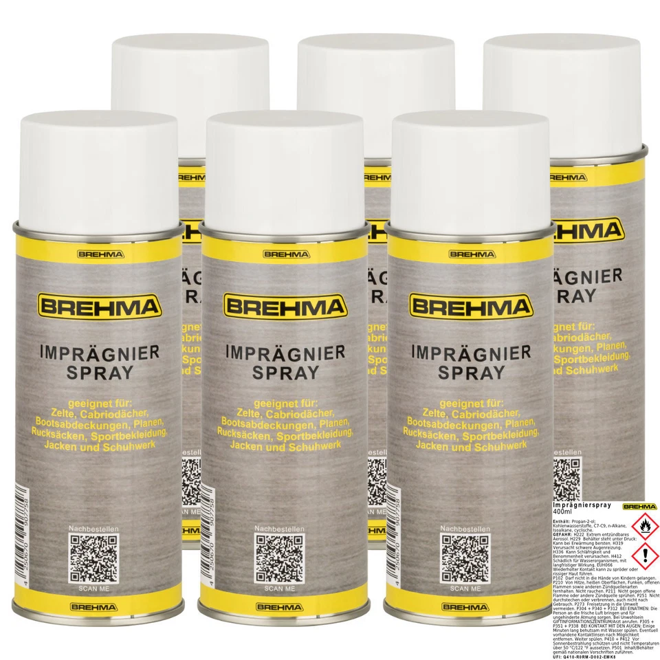 6x BREHMA Imprägnierspray transparent Zelte Markisen Schuhe Pavillon