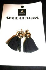Natasha Accessories LTD Black/Gold Tassel Shoe Charms