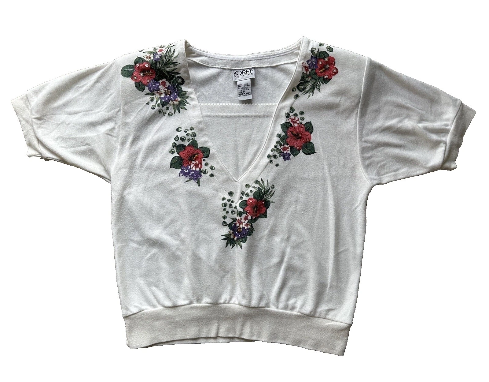 Camisetas Vintage Polialgodón Blanco 1980s para Mujer