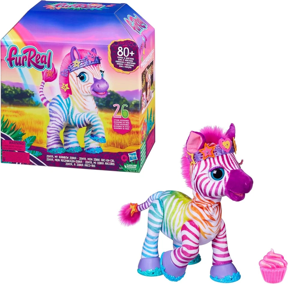 HASBRO furReal Zenya Mein Regenbogen-Zebra interaktives Spielzeug F6373 NEU & OVP