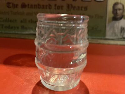 Antique Beer Barrell Ornate Shot Crystal-style Shot Glass Vintage Barware 2oz EX