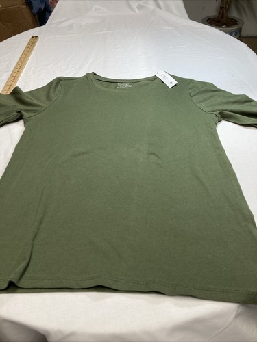 Time and Tru Womens Long Sleeve Relaxed Fit T-Shirt Size S (4-6) Green- NWT - Picture 6 of 15