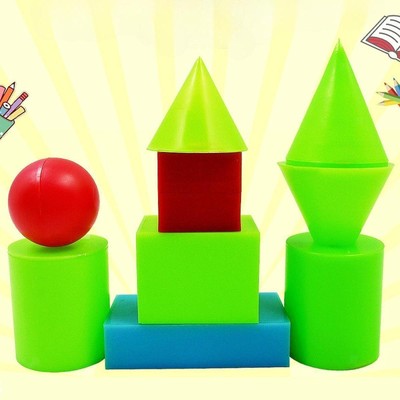 9 Stück 3D Geometrische Formen Blöcke Set Muster Blöcke für Zuhause Vorschule