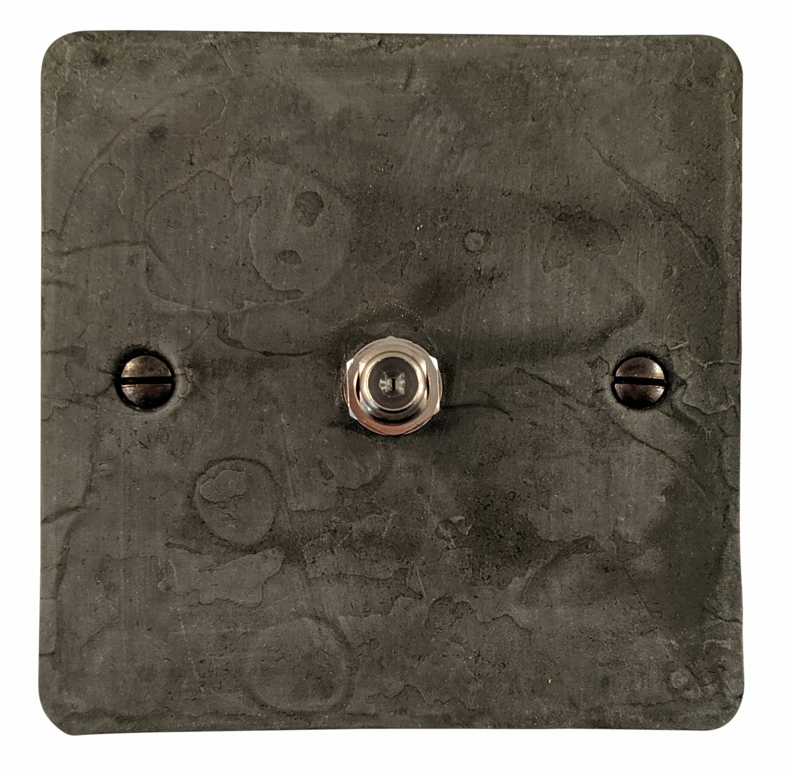 G&H FRP37 Flat Plate Rustic Pewter 1 Gang Single Satellite Point Socket