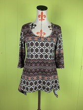 Wilde Womens Dress Tunic S Small Boho Knit 3/4 Sleeves Scoop Neck Stretch USA