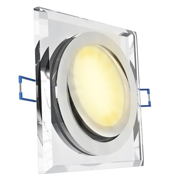 Deckenspot Einbaustrahler Glas Schwenkbar Flach Eckig Mit Led 230V Warmweiß 5W-image