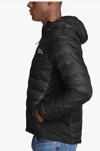 Eddie Bauer Men's Down Hooded lightweight packable Jacket, black, M (1073) - Picture 3 of 15