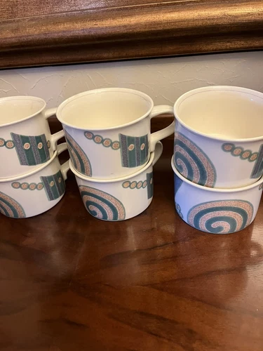 Set of 6 Vintage 1990's Mikasa Coffee Mugs Intaglio Bermude