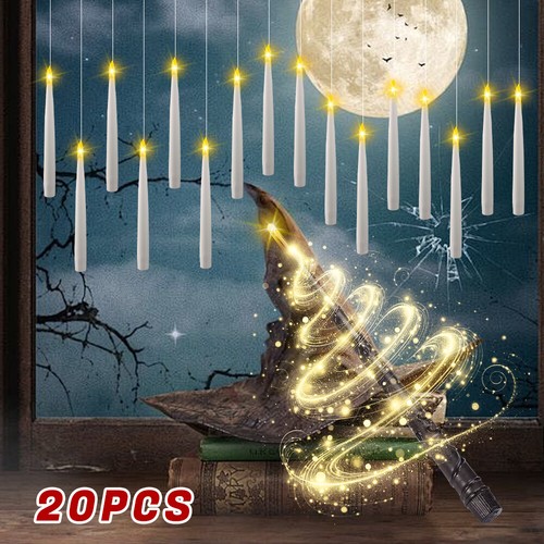 Floating Candles with Wand 20pcs Hanging Candles Flickering Flameless Floating