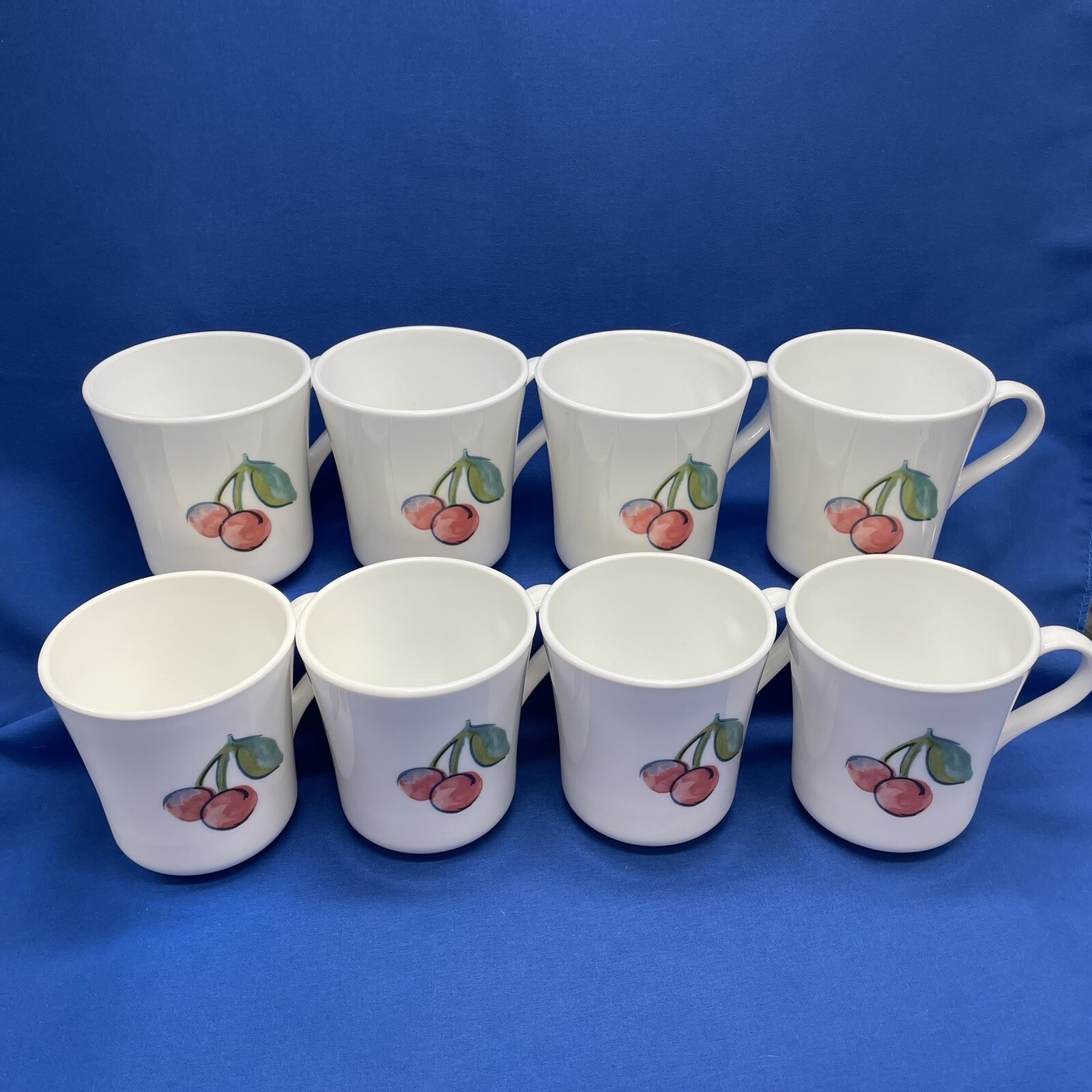 Corelle Corning Fruit Basket Cherry Apple Coffee Tea Mug Set Of 8 Vintage 8oz