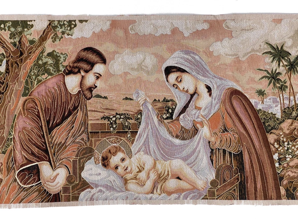 Natividad de Jesús - Nacimiento de Jesús - Tapiz colgante de pared para decoración del hogar Foto 3 de 4