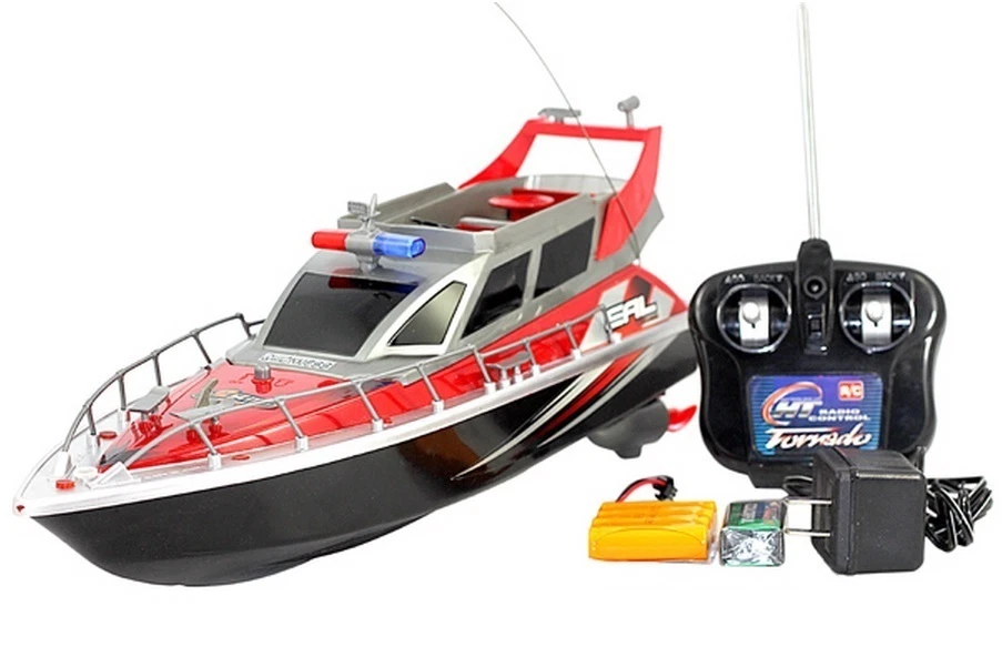 1:20 Police Patrol Cruiser RC Boat Electric Remote Control 4CH RTR Red - Image 4 of 4
