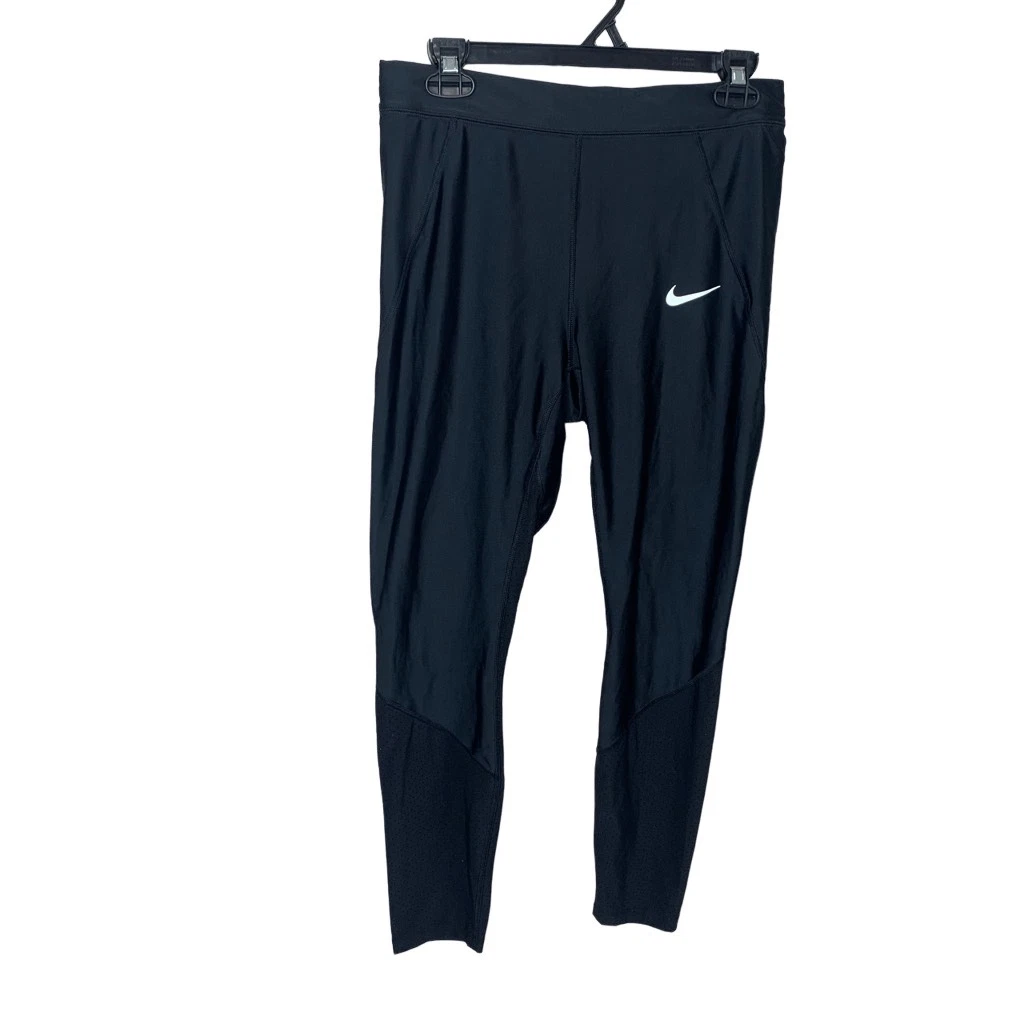 Nike black running leggings drawstring inside Size Large With Pockets R1