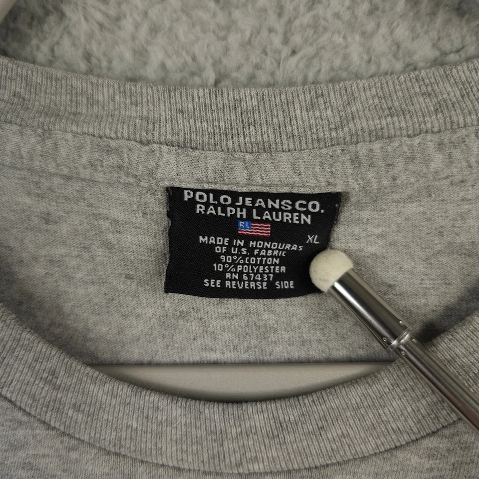 复古 Polo Jeans Co 衬衫男式 XL 灰色多耐力北非挑战 2000 年代 — 第 3/4 张图片