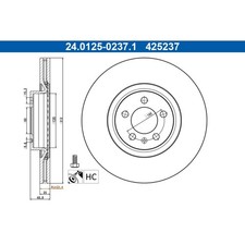 Bremsscheibe ATE 24.0125-0237.1 für VW Polo VI