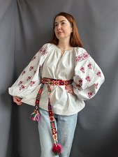 Ukrainian Traditional Embroidered Shirt / Short Vintage Blouse