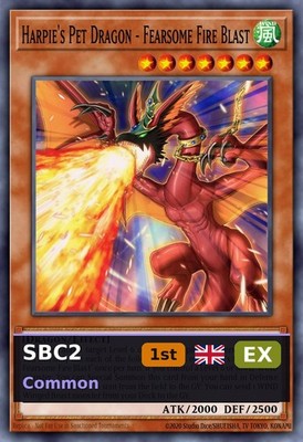 Harpie's Pet Dragon - Fearsome Fire Blast SBC2-H01 1st Edition EX EN Yu-Gi-Oh