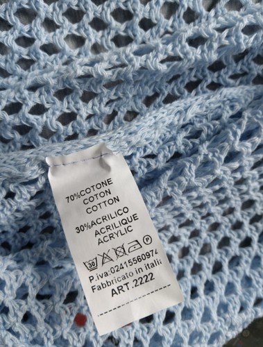 Made In Italy Moda ShortSleeve Crochet Cardigan Colour Light Blue One Size 12-20 - Picture 5 of 5