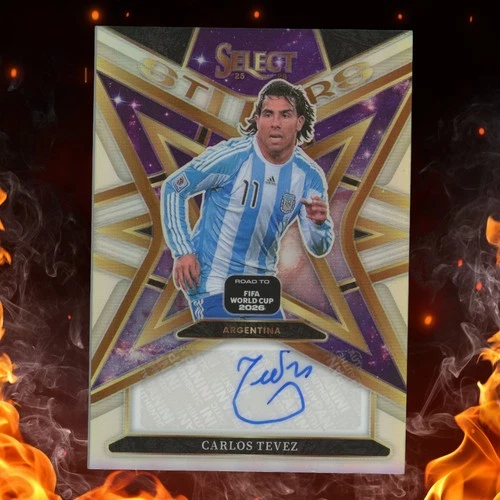 2025-26 Panini Select Road to FIFA World Cup Carlos Tevez Auto Prizm #ST-CT