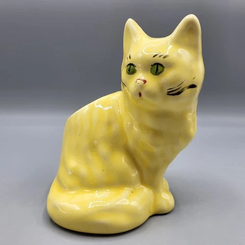 Vintage 1952 Brush McCoy 5.5" Yellow Cat Planter Stamped 349 A Home Decor
