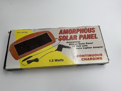 Amorphous Solar Panel 12 Volt Auto Light Adapter 1.5 Watts
