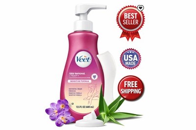 Veet Sensitive Skin Hair Removal Cream, Painless Bikini Hair Removal, 13.5 FL OZ