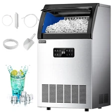 EUHOMY Commercial Ice Maker,100lbs/24H, with Water Filter,5 Cubes in 8-12 Mins