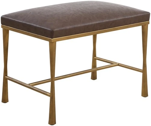 Uttermost 23893 Reform 24"W Iron Framed Cotton - Antiquated Gold / Cocoa - Picture 1 of 4