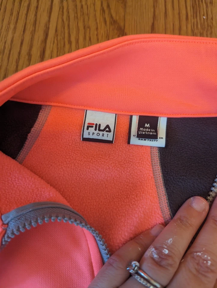 FILA Sport Mujer Mediana Rosa Gris 1/4 Cremallera Pullover Correr Manga Larga Camisa Foto 2 de 4