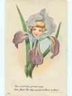 Pre-Linen fantasy GIRL INSIDE ORCHID FLOWER AC2005