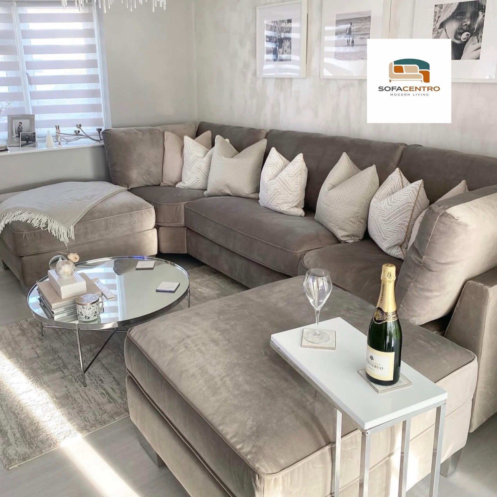 Bishop U Shape Sofa High Back Cushions Multiple Colours Fabrics