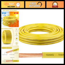 10 AWG 10 Gauge Stranded Copper THHN Electrical Wire, 100 FT, Yellow Insulated C