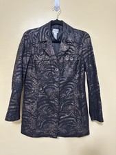 Chico s Bronze Metallic Animal Print Blazer Women 0/Small Black