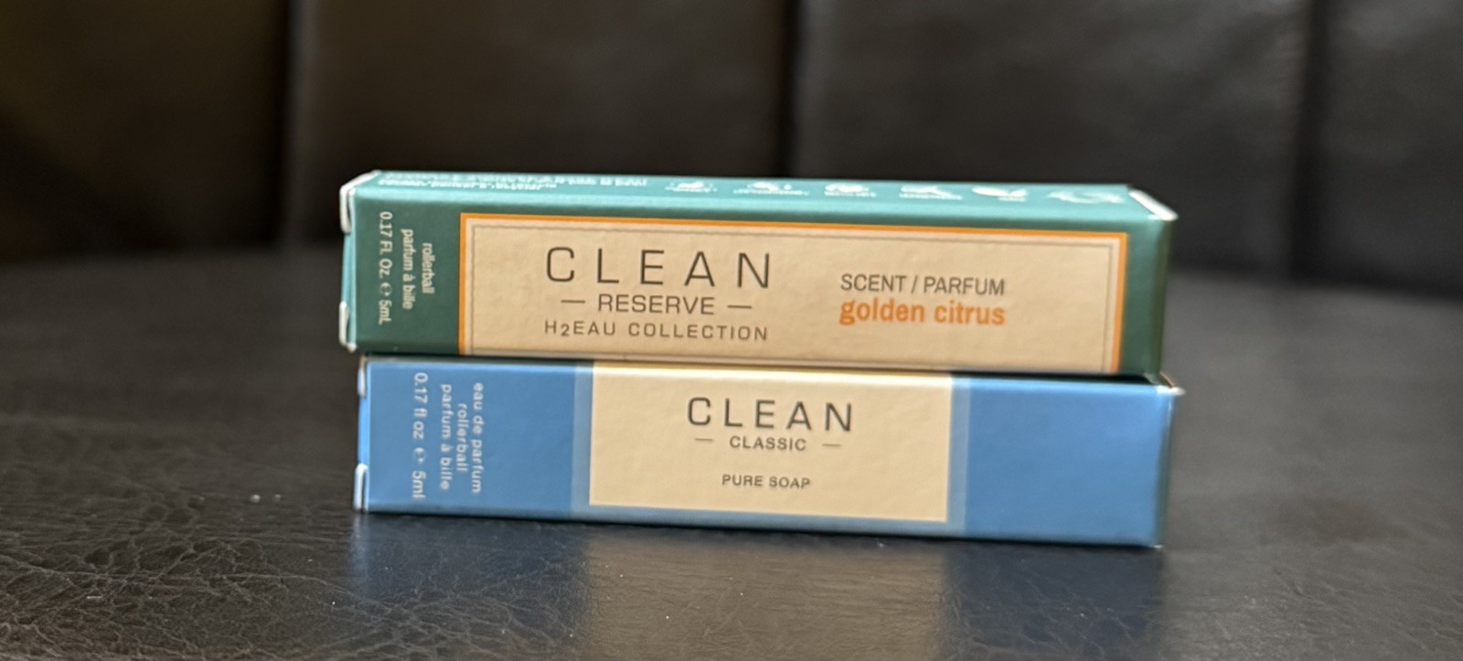 2 MINI CLEAN CLASSIC PURE SOAP  & RESERVE GOLDEN CITRUS 5ml ea EDP Rollerball