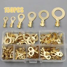 150pcs Set Copper Round Terminal Lugs Cold-Pressed Wire Connectors Assorted
