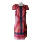 Peter Pilotto Echt Seide Midikleid Rot Abstrakt Abend Party Gr. 10 Cut Out