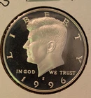 1996 S Silver Kennedy Gem Proof 90% Silver Half Dollar, Taken From Proof Set