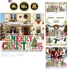 Christmas Yard Sign with Stakes Outdoor Xmas Tree Lawn Decor Waterproof Festive