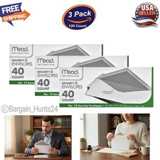120Ct. Mead Security 10 Envelopes, Letter Size 4-1/8" x 9-1/2", White Pk of 3 