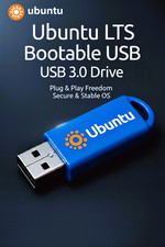Ubuntu Linux 24.04.3 LTS 64-bit Bootable USB 3.0 - 32GB - Latest 2025