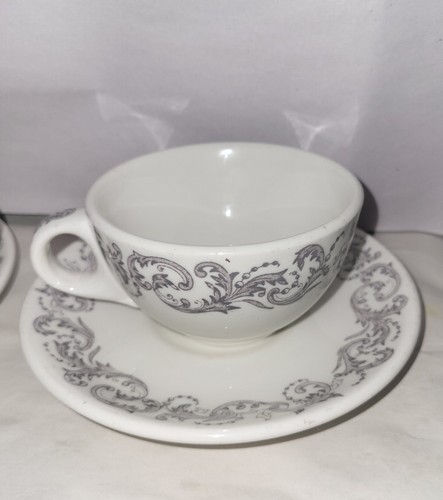 2 Sets Of Iroquois China Grey Desert Cups And Saucers (Restaurant Ware) - Picture 7 of 17