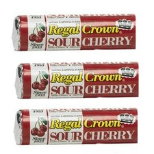 Regal Crown Hard Candy 3 Pack Sour Cherry Flavor Individually Wrapped