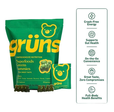 grüns Superfoods Greens Gummies 224 Vegan Gut Health Energy Immunity