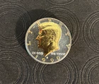 DANBURY MINT,    1990-D KENNEDY HALF DOLLAR, GOLD AND SILVER PLATED